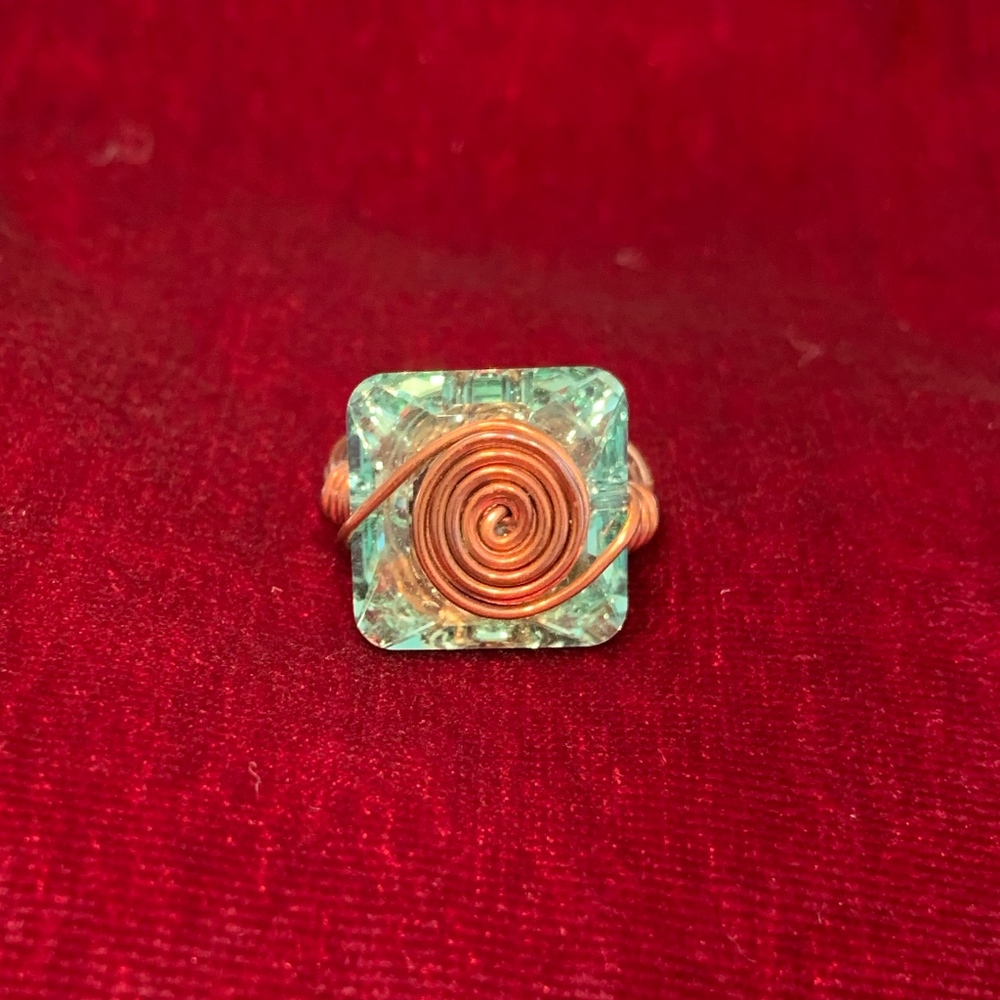 Eclectic copper and blue-green stone ring